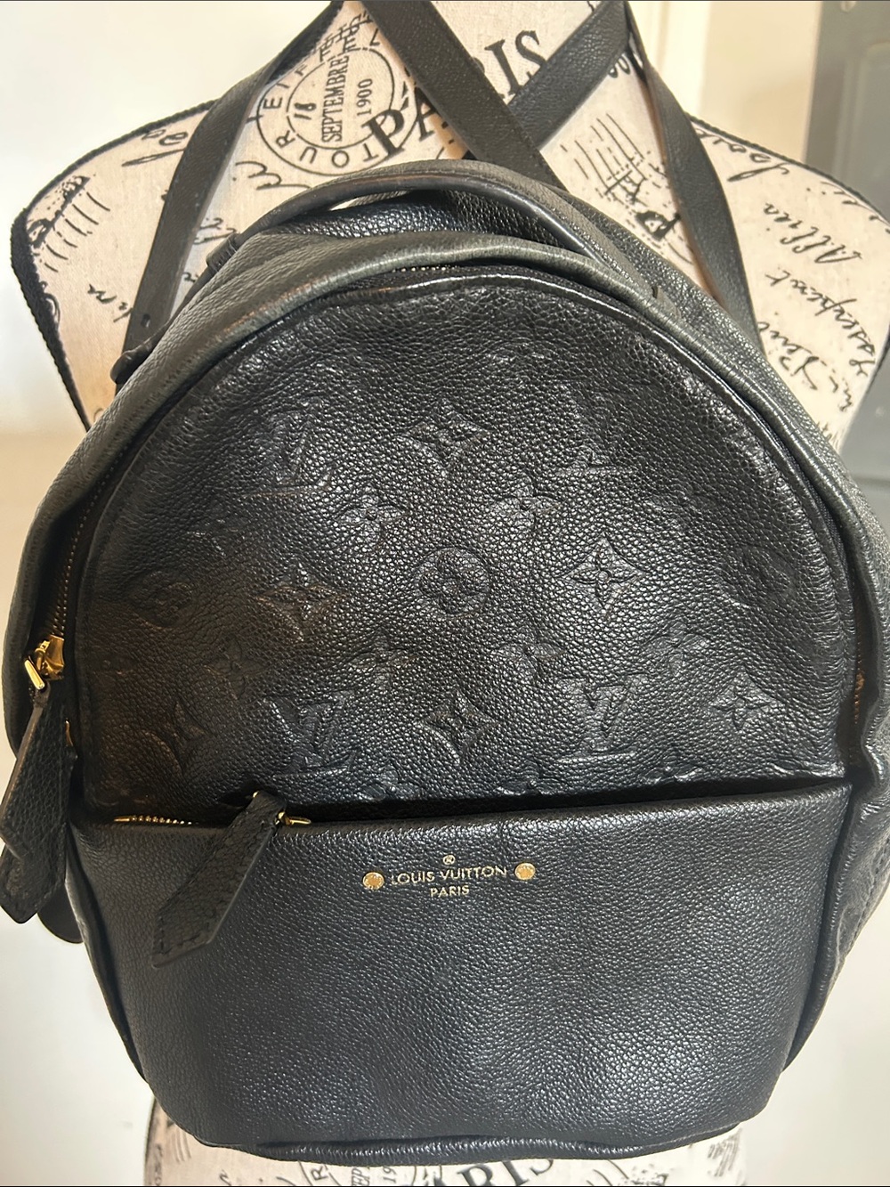 Louis Vuitton Black Monogram Empreinte Mini Backpack with Gold Hardware